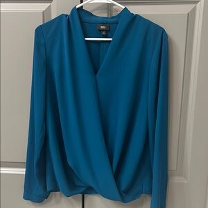 Mossimo Supply Co Blue Long Sleeve Wrap Blouse